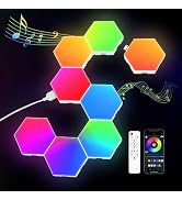JIMIMORO 8 Pack Hexagon Light Panels -Cool Music Sync RGB Hexagon LED Lights Gaming Lights with A...