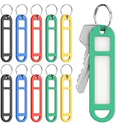 Uniclife 10 Pcs Key Labels, 5 Color Key Tags with Labels and Rings | Key Label Tags, Blank Keycha...