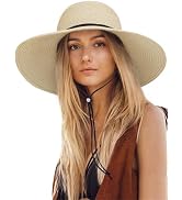 Sun Hats for Women, Oversize Wide Brim Straw Hat for Summer Travel Beach Foldable UV Protection w...