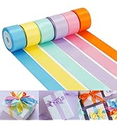 HUIHUANG Pastel Satin Ribbon Thin Ribbon Satin Ribbon Assortment Set 1 Inch x 30 Yards Double Fac...