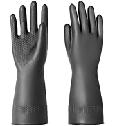 ROYAKI Chemical Resistant Latex Gloves,Cleaning Protective Safety Work Heavy Duty Rubber Gloves, ...