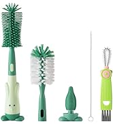 Ariseno 5-in-1 Baby Bottle Brush Set, Bottle Brush for Baby, Baby Bottle Scrubber, Including Sili...