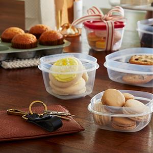 Perfectly portable for carrying from house to house, and lids don't get lost.