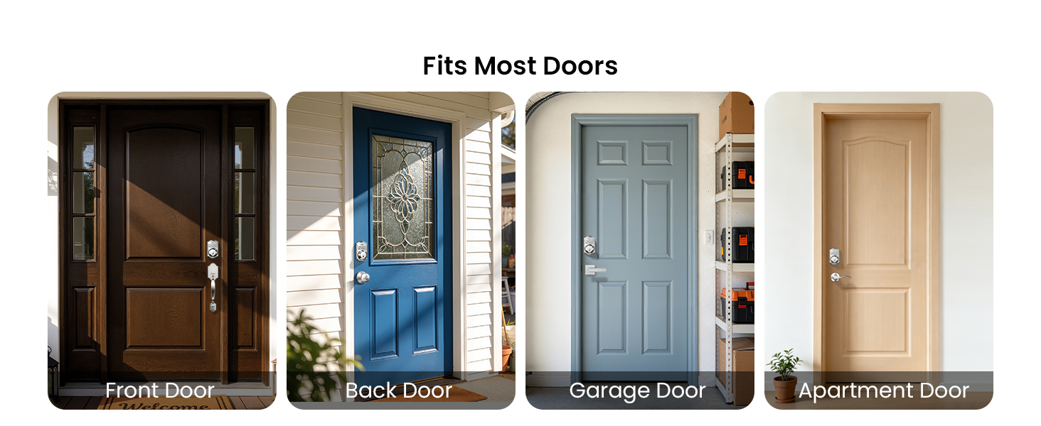 Smart door lock, fits Back door, Front door, Indoor, Rental, Side door, apartment door, garage door