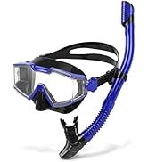 Snorkel Set for Adults, Snorkel Mask with Dry Snorkel, 180° Panoramic Anti-Fog and Anti-Leak, Div...