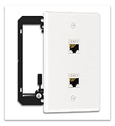 FGB 2 Pack 2 Port Ethernet Wall Plate Single Gang Ethernet Wall Plate with Mounting Bracket