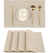 Leetaltree Beige Placemats Set of 4 - Heat Resistant Non-Slip Place mats for Dining Table, Washab...