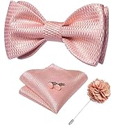 DiBanGu Paisley Bow Ties for Men Silk Self Tied Bowtie and Pocket Square Cufflinks with Lapel Pin...