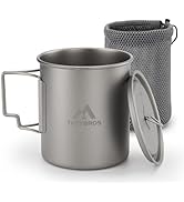 THTYBROS Titanium Camping Cup/Mug 750ML (25oz) with Lid & Mesh Storage Bag, Lightweight Titanium ...