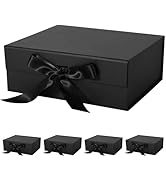 LFBOX Black Gift Box with Ribbon Magnetic Lids 10.2x9x3.74 in, Bridesmaid Groomsman Proposal Boxe...