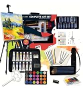 TAVOLOZZA 126 Piece Acrylic Painting Kit with Floor Easel, Oil Arcylic and Watercolor Paint Set, ...