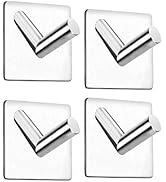 Celbon 4PC Self Adhesive Bath Towel Hook Sliver Chrome Sticky Stainless Steel Robe Hooks Heavy Du...