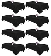 8 Packs Black Tablecloths 60x102 Inch Rectangular Table Cloths for 6 Foot Rectangle Tables, Wrink...