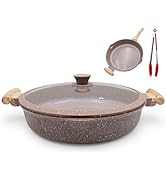 AIKENBBKK Ceramic Frying Pan with Lid, 14 Inch Saute Pan, Non Stick Frying Pans, 2-In-1 Large Coo...