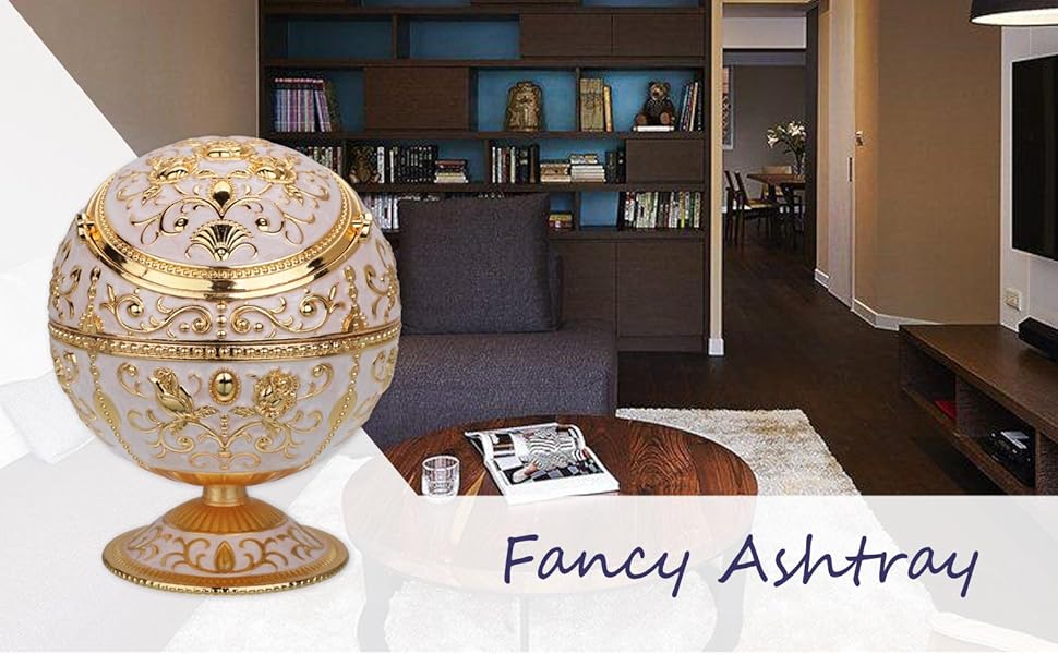 LAUYOO Vintage Windproof Ashtray with Lid for Cigarettes Metal Portable Cigar Ashtray Indoor outdoor