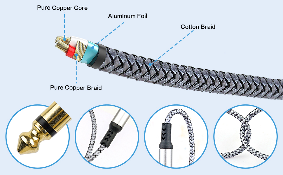 3.5mm to 6.35mm Audio Cable 1/8 to 1/4 TRS Stereo Cable Guitar Stereo Audio Male Cable