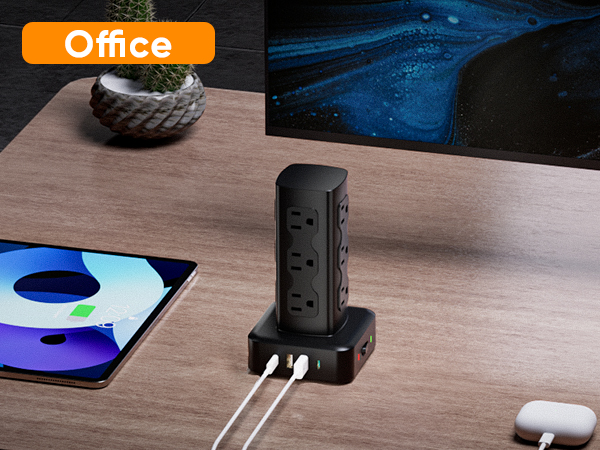 Tower Power Strip Surge Protector, Charging Station Tower