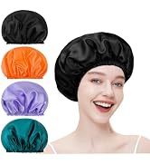 4 PCS Shower Caps for Women, Double Layers Waterproof Bath Caps, Elastic and Reusable Shower Cap,...