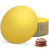 EUSOAR 8 Inch Cake Board, 25 Pack Gold Sturdy Corrugated Cardboard Rounds Base Pizza Plates, Disp...