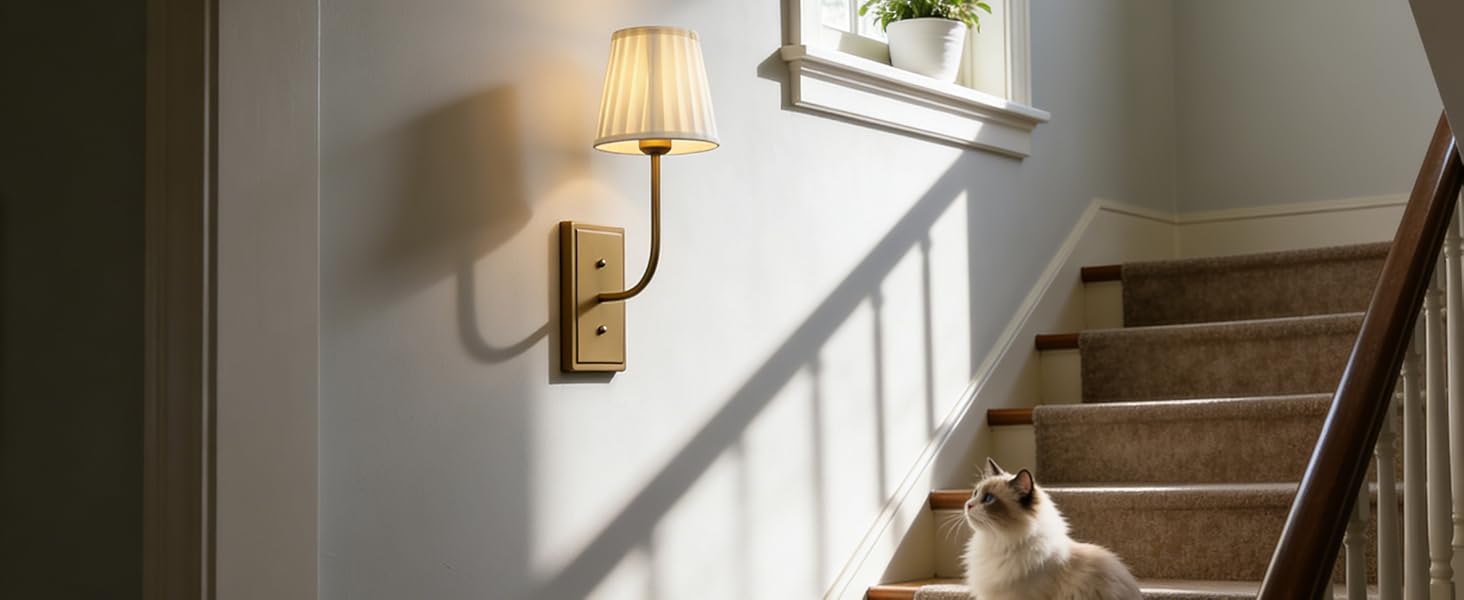 JiMuBeam Beige White Pleated Fabric Wall Sconces