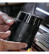 KNODOS Espresso Pitcher For Latte Art Handleles Design Stainless Steel Pitcher with Leather Sleev...