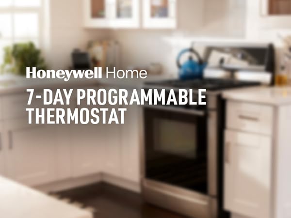 7-Day Programmable Thermostat on kitchen wall