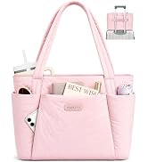 FIORETTO Puffer Tote Bag for Women, Work Tote Bag with Laptop Compartment, Zipper & Pockets for T...