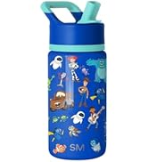 Simple Modern Disney Pixar Kids Water Bottle with Straw Lid | 14oz Insulated Stainless Steel Kids...