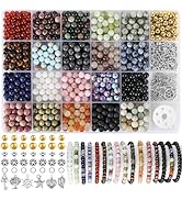Zefy 996 Pcs 6mm Natural Stone Beads, Round Crystals Bead Genuine Real Stones, Gemstone Beads Kit...