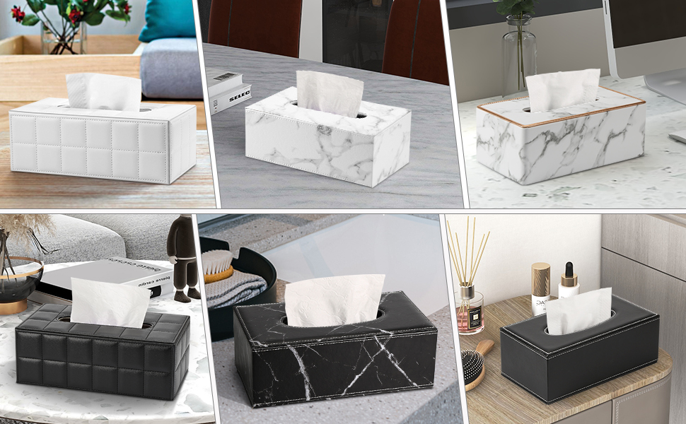 KINGFOM Rectangular PU Leather Facial Tissue Box
