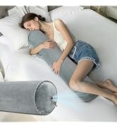 ONTYZZ Inflatable Long Body Pillow, Long Pillow for Bed, Oval Bolster Pillow for Good Sleeping an...