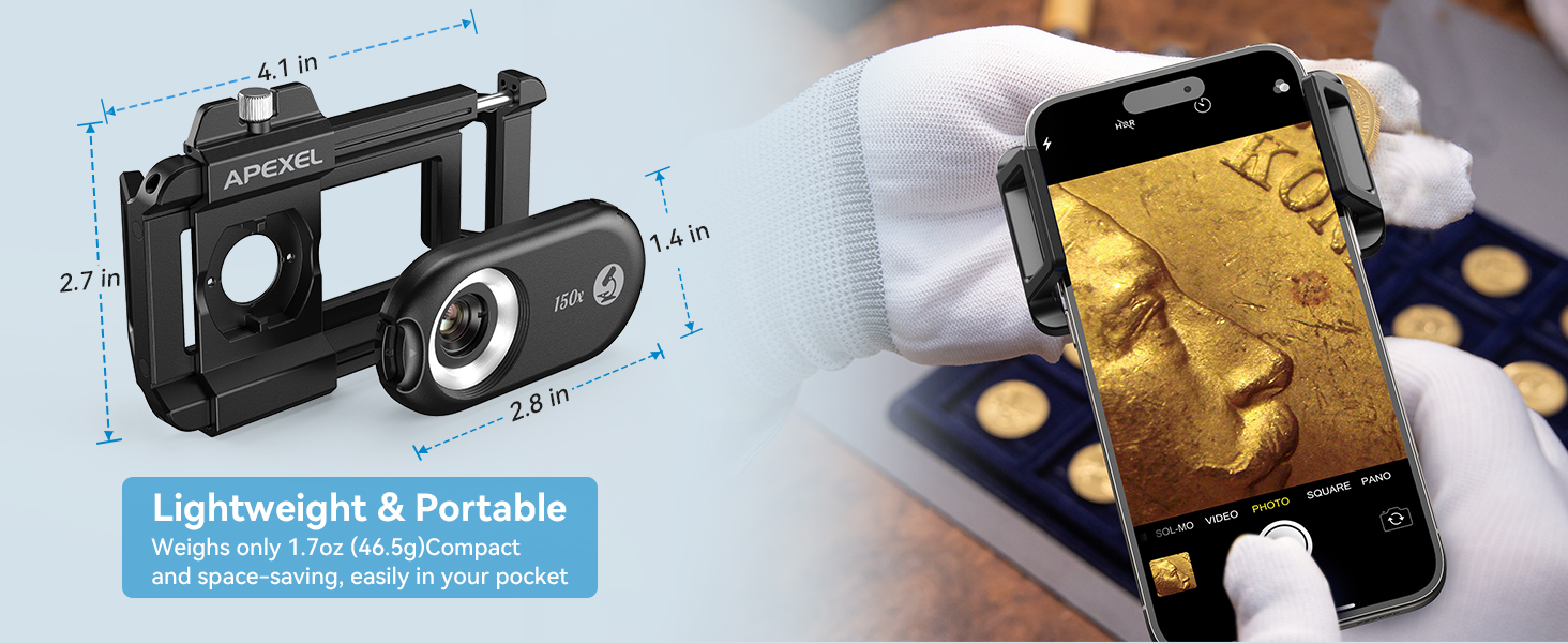 APEXEL 100X/150X/200X/3-IN-1 Phone Microscope Lens