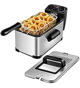 ARLIME Deep Fryer with Basket, 3.2 Qt/3L Electric Fryer with Adjustable Temperature & Timer, Remo...