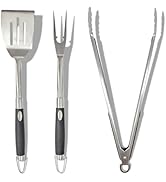 Heavy Duty Grilling Accessories Grill Tool Set 3-Piece Stainless Steel BBQ Utensils with Heat-Res...