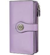 Travelambo Womens RFID Blocking Large Capacity Luxury Waxed Genuine Leather Clutch Wallet Multi C...