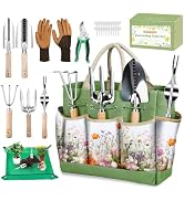Gardening Tools Set for Women 29Pcs Heavy Duty Garden Hand Tools Set with Floral Tote Bag Rust-Pr...