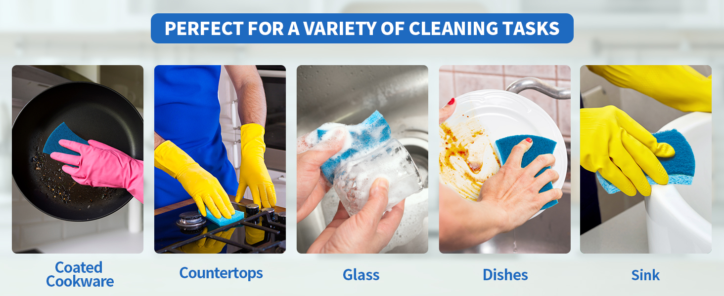 Dual Sided Cleaning Sponges for Kitchen,Household,Bathroom