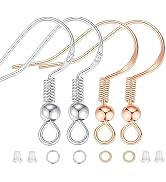 XIANNVIX 900Pcs Hypoallergenic Earring Hooks,Silver & Rose Gold Earring Making Kit, Earring Kit w...