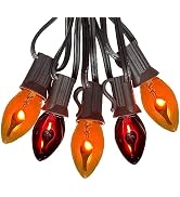 25Ft C7 Halloween Orange Purple String Lights Outdoor, Halloween Decorations Patio Lights with 25...