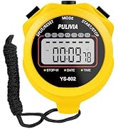 PULIVIA Stopwatch Timer Lap Split Digital Stopwatch with Clock Calendar Alarm, Large Display Stop...