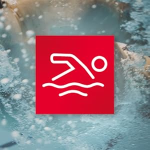 Image of red swimmer with person swimming in background with text reading from training to podium.