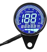 Qiilu Universal Motorcycle LED Digital Speedometer Tachometer Speed Gauge Oil Level Meter Black
