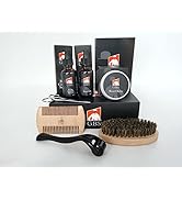 G.B.S Beard Growth Kit – W/Beard Roller, Oil & Growth Serum, Balm, Elegance Soft Tame Brush, Wood...