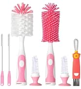 5 in 1 Bottle Cleaner Brush Set with Nylon and Silicone Bottle Brush, Straw Brush, Bottle Brush w...