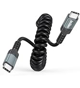 USB C to USB C Coiled Cable 6ft-1.5ft, 60W Fast Charging Short Coiled Type-C Car Cord, Retractabl...