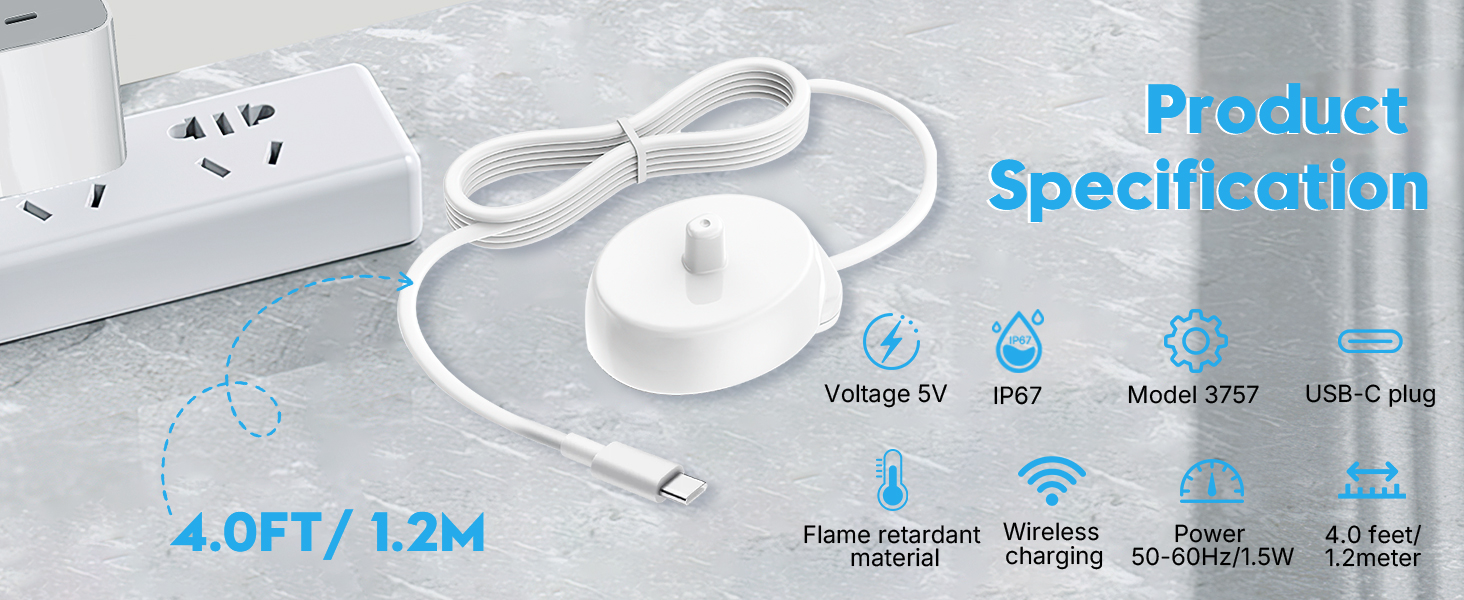 USB C toothbrush Charger for Oral B Electric Toothbrush iO2 iO3 iO4 iO5 iO6 Genius X