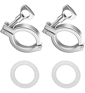 Aienxn 2PCS 1.5" 304 Stainless Steel Tri-clamp, Single Pin Tri Clamp with Wing Nut Generic Ferrul...