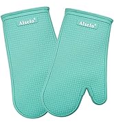 Alselo Oven Mitts Heat Resistant Silicone Kitchen Gloves for 550 Degrees with Waterproof and Non-...