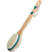 MainBasics Back Scrubber for Shower Long Handle Back Brush Dual-Sided Exfoliating