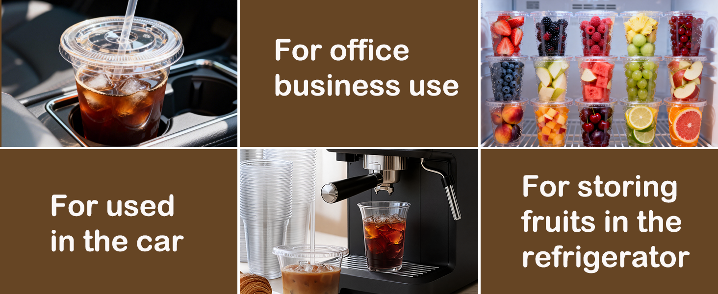 disposable clear plastic iced coffee cups with lids Straws 16oz 20oz Cold Juice Drinks Smoothie